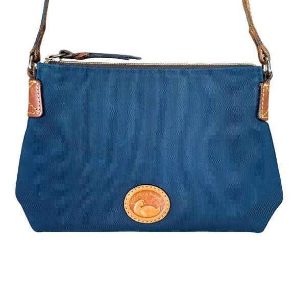 Dooney & Bourke Navy Blue Nylon Crossbody Pouchette - 6.25" x 2.5" x 8.5" - Picture 2 of 11